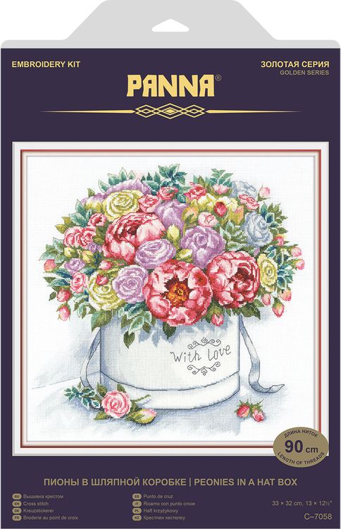 Набор для вышивания «Пионы в шляпной коробке» — картинка 2