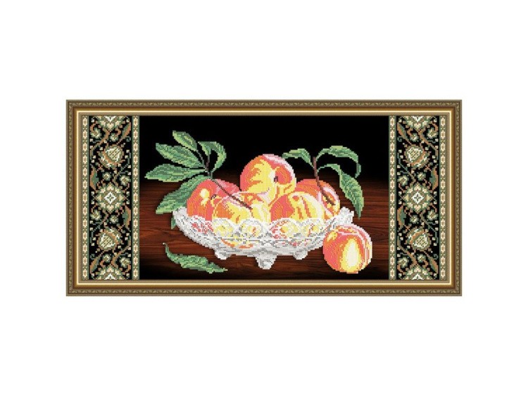 Рисунок на ткани «Хрусталь. Персики на черном»