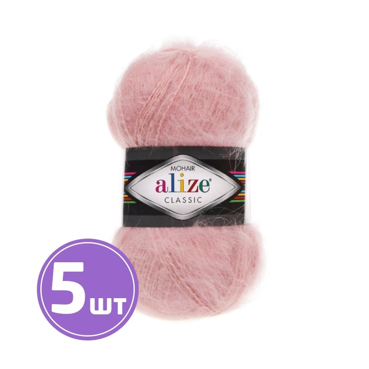 Пряжа ALIZE Mohair classik new (161), пудра, 5 шт. по 100 г