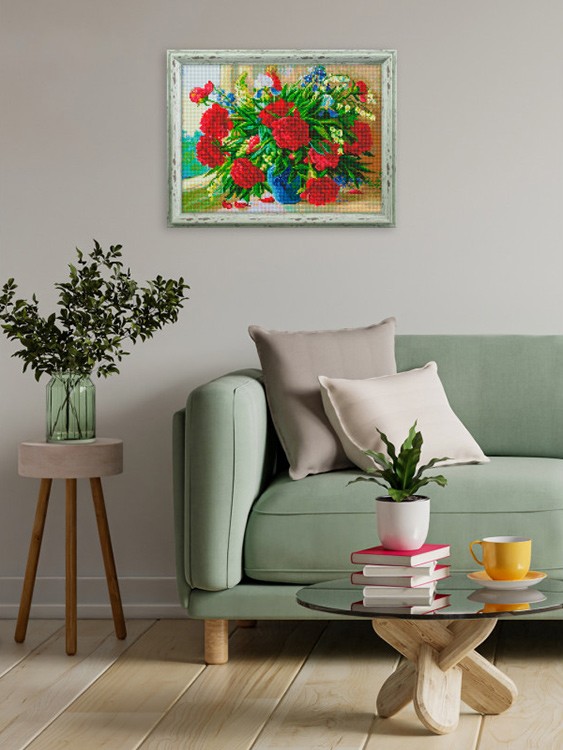 Алмазная вышивка «Красные пионы» — картинка 7
