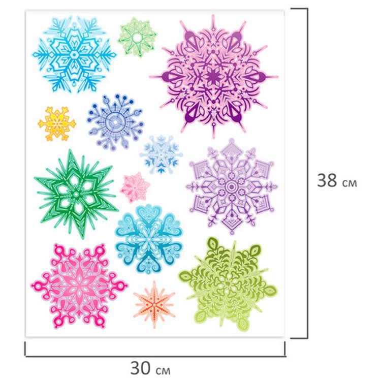 Украшение для окон и стекла «Разноцветные снежинки 1» — картинка 3