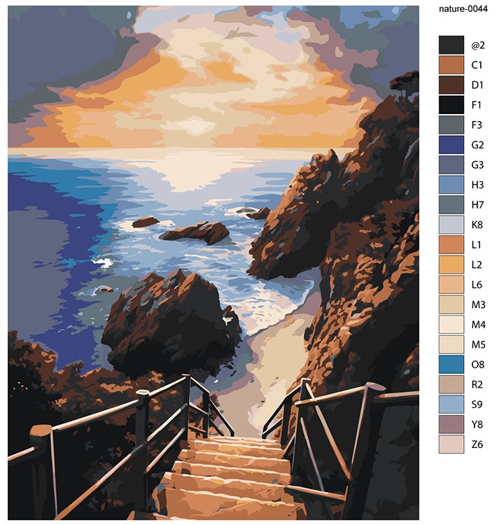 Картина по номерам «Природа: Пейзаж с лестницей на пляж» — картинка 2