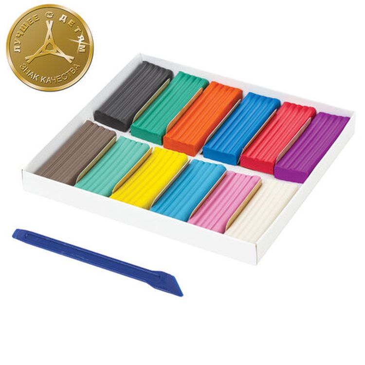 Пластилин классический Юнландия «Веселый шмель», 12 цветов, 180 г, со стеком — картинка 2