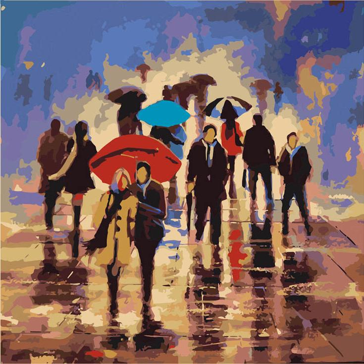 Картина по номерам «Улица в дожде»