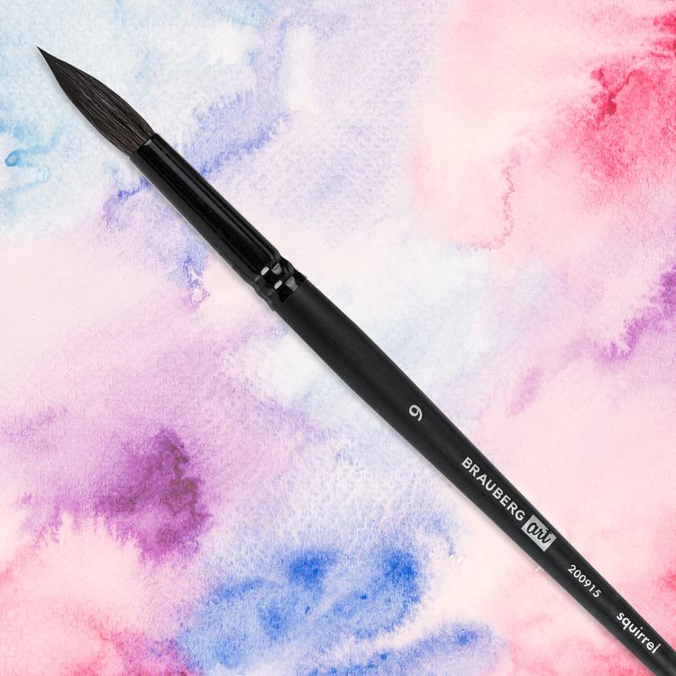 Кисть художественная профессиональная Art Classic, белка, круглая, № 9, короткая ручка, Brauberg — картинка 3