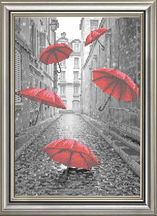 Набор для вышивания бисером «Красные зонтики» — картинка 2