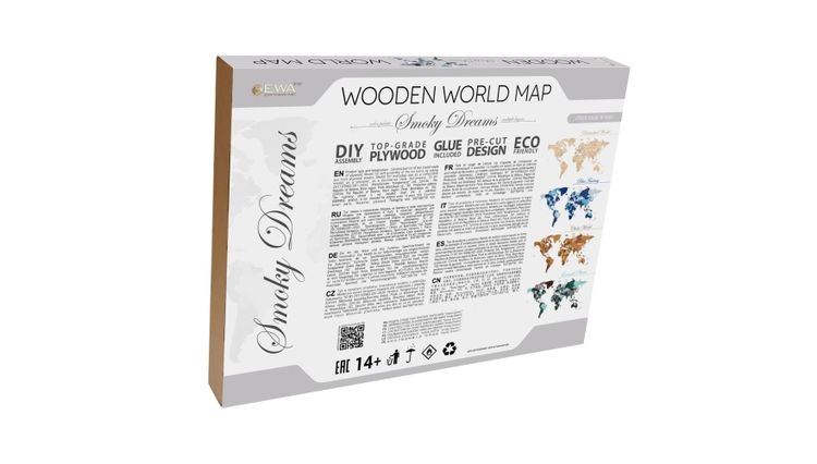 EWA Деревянная «Карта Мира» настенная, объемная 3 уровня, размер L (192x105 см), цвет: дымчатый — картинка 7