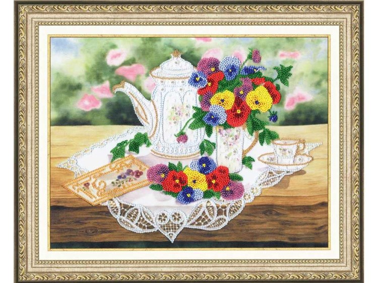 Набор вышивки бисером «Анютины глазки» — картинка 2