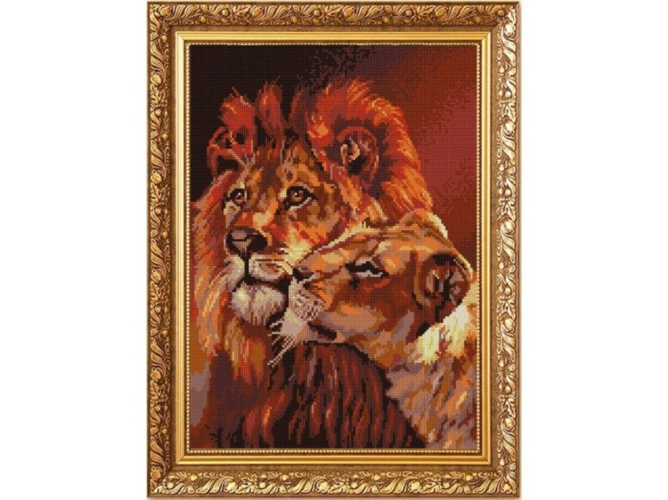 Рисунок на ткани «Пара львов»