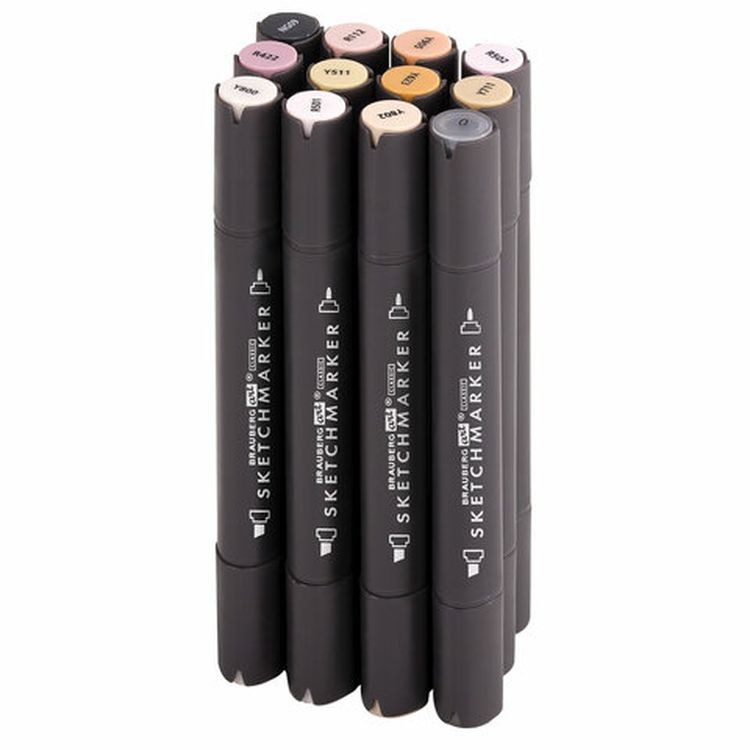 Маркеры для скетчинга двусторонние 1 мм - 6 мм BRAUBERG ART CLASSIC, цвет: телесные цвета — картинка 2