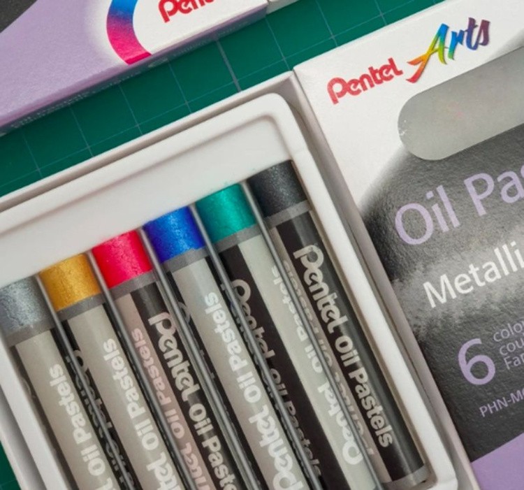 Пастель масляная, металлик, 6 цв., Pentel — картинка 4