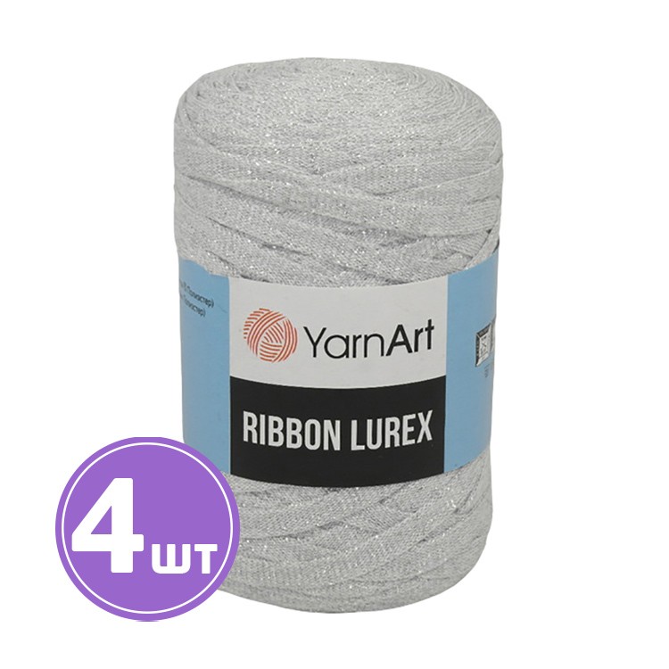 Пряжа YarnArt Ribbon Lurex (Риббон Люрекс) (720), белый-серый, 4 шт. по 250 г