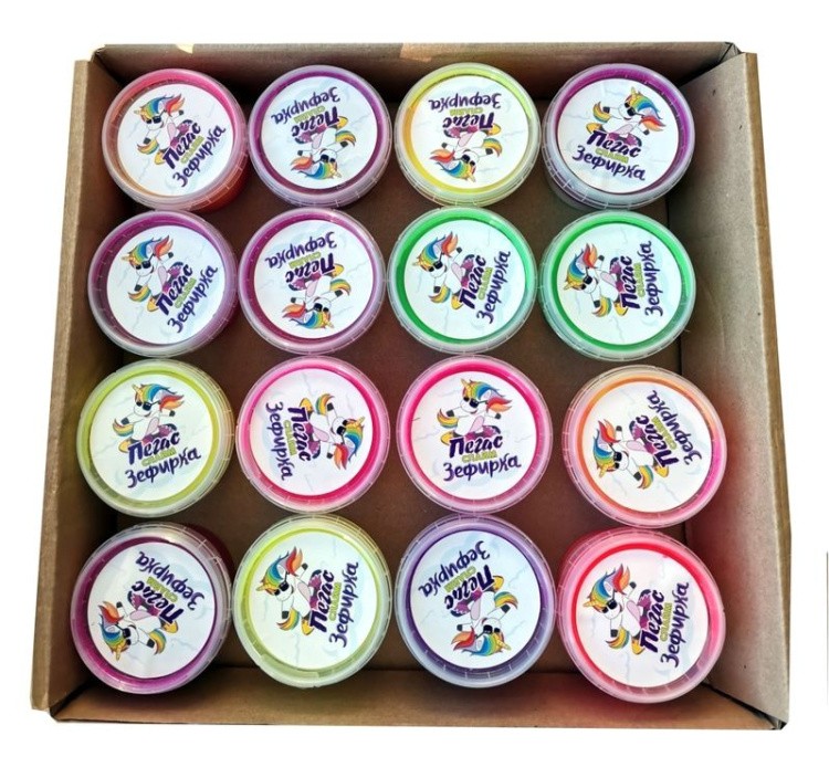 Набор слаймов в коробке «Зефирки» 16 шт. по 100 г — картинка 3