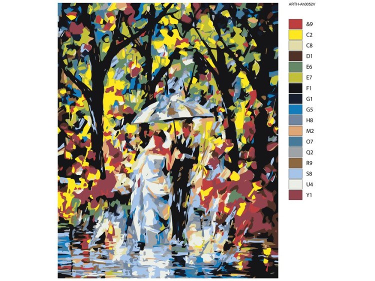 Картина по номерам «Молодожёны под зонтом» — картинка 2