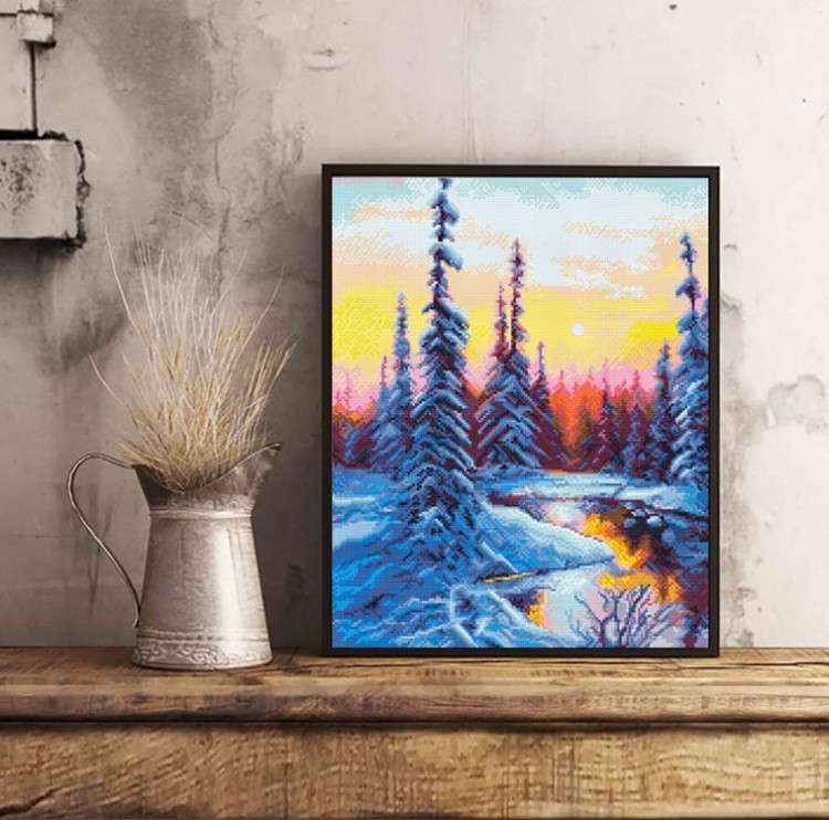 Алмазная вышивка «Зимнее утро» — картинка 3
