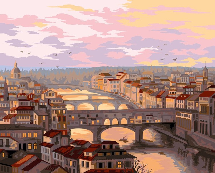 Картина по номерам «Рассвет над городом»