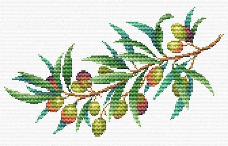 Рисунок на ткани «Ветка оливы»