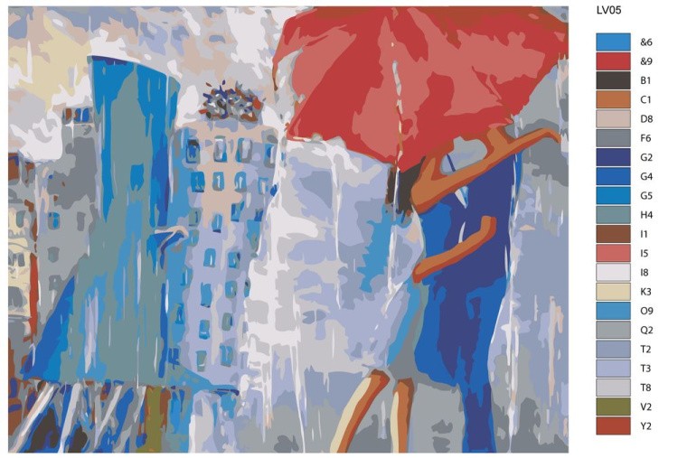 Картина по номерам «Поцелуй под зонтом» — картинка 2