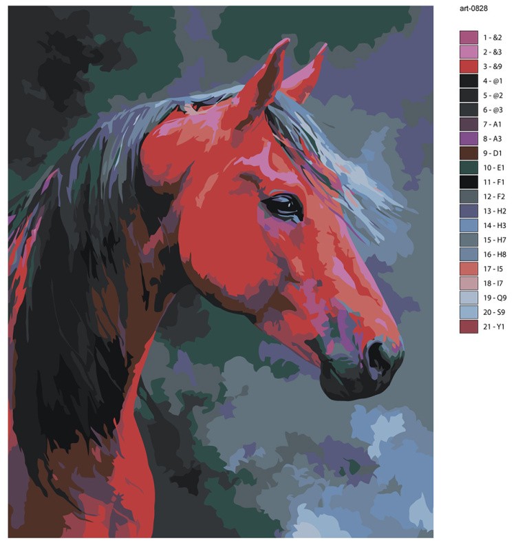 Картина по номерам Красная лошадь Символ нового года — картинка 2