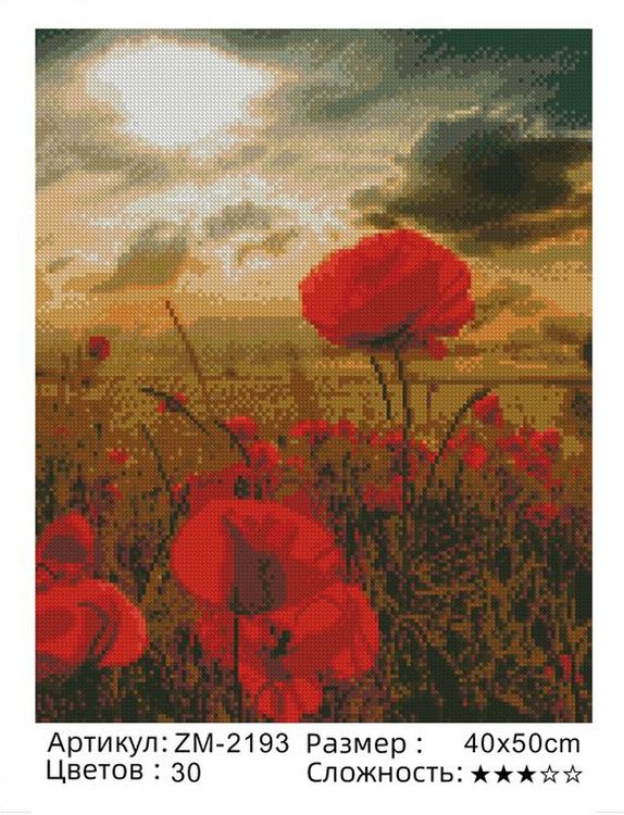 Алмазная вышивка «Маки» — картинка 2