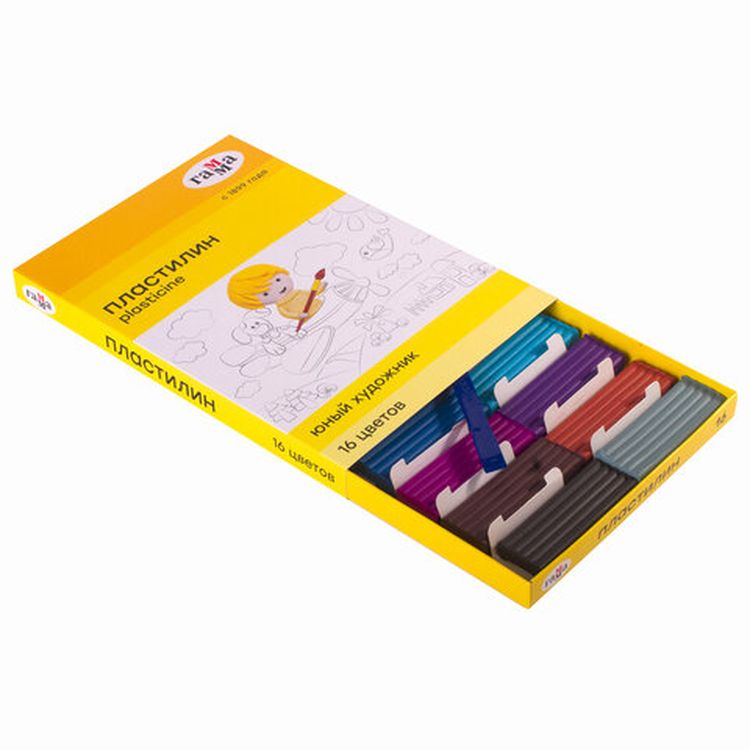 Пластилин Gamma «Юный художник NEW», 16 цветов, 224 г, со стеком — картинка 4