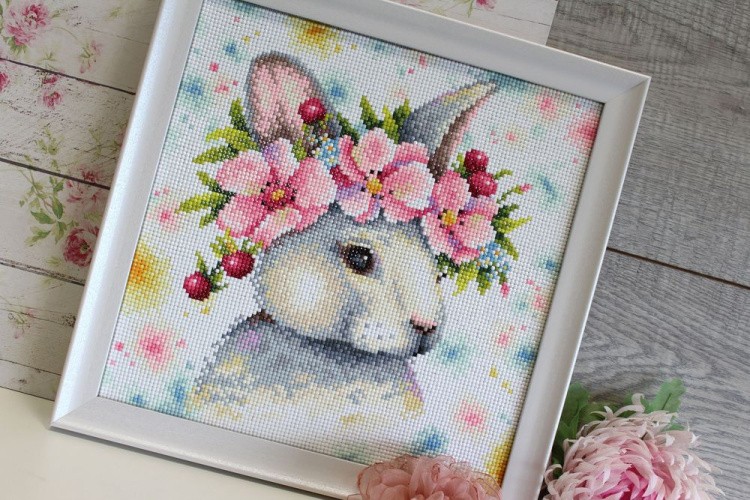 Алмазная вышивка «Кролик в цветах» — картинка 2