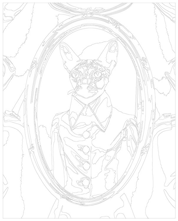 Картина по номерам «Черный кот сфинкс в зеркале» — картинка 3