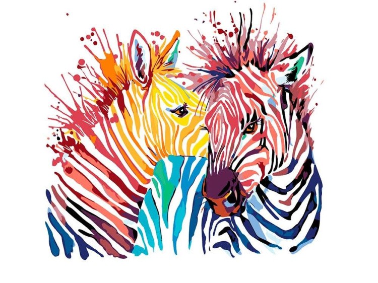 Картина по номерам «Акварельные зебры»