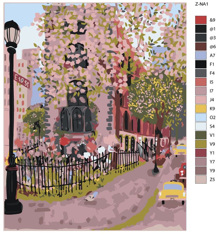 Картина по номерам «Весенняя улица» — картинка 2