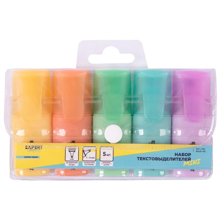 Набор текстовыделителей, пастельные цвета, мини, 5 цв. 1-5 мм, скошенное, Expert Complete — картинка 3