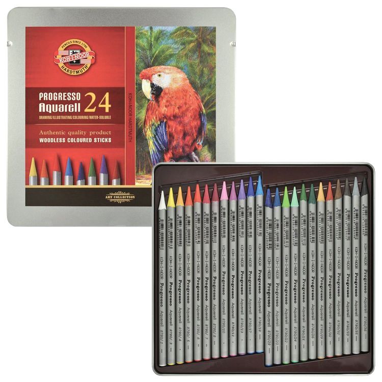 Карандаши цветные акварельные художественные 24 цв. KOH-I-NOOR «Progresso», 7,1 мм, в лаке — картинка 2