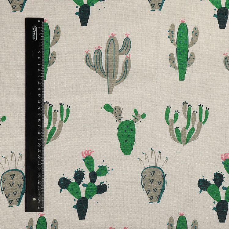 Ткань льняная, 1 м x 150 см, 140 г/м², цвет: белый, растительный принт, TBY — картинка 6