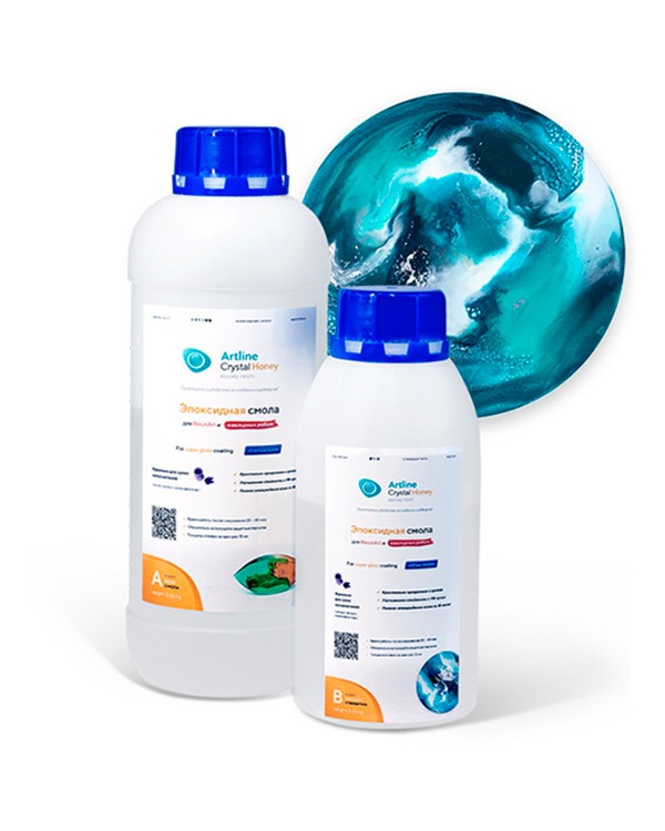 Эпоксидная смола повышенной вязкости Artline Honey Epoxy 1 кг с творческим набором — картинка 2