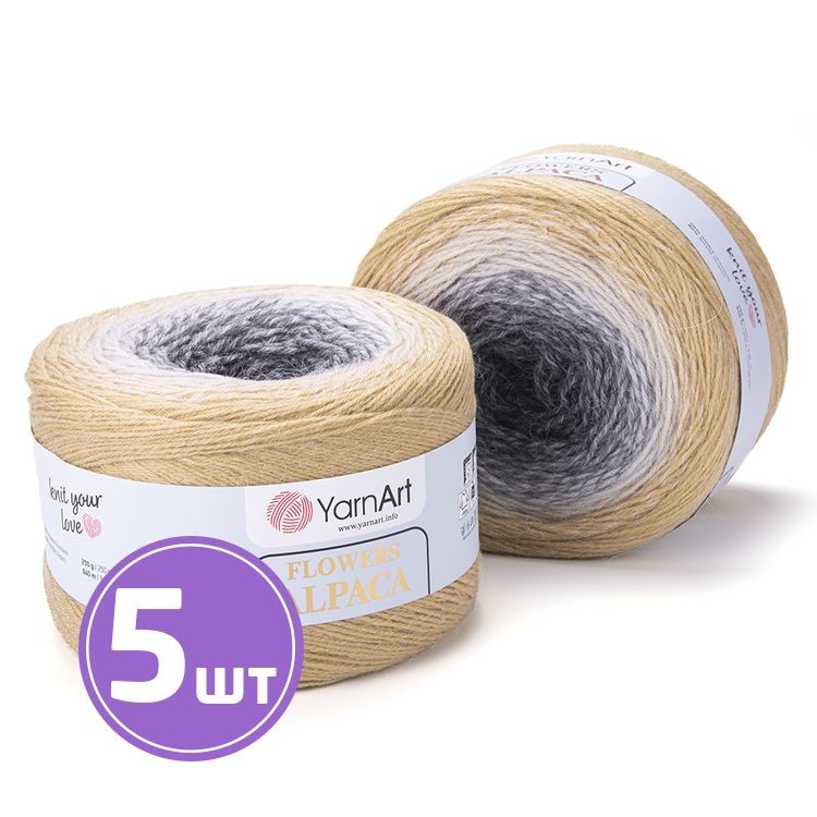 Пряжа YarnArt Flowers Alpaca (411), мультиколор, 5 шт. по 250 г