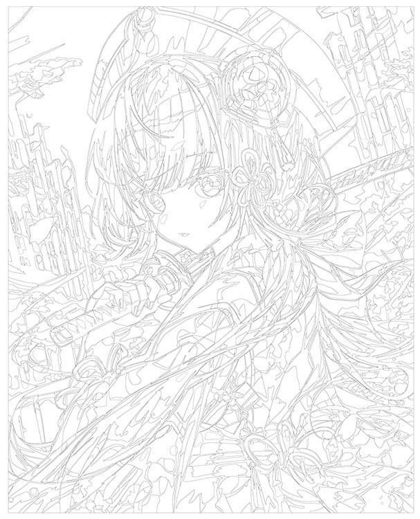 Картина по номерам «Аниме: Фэнтези девушка с катаной» — картинка 3