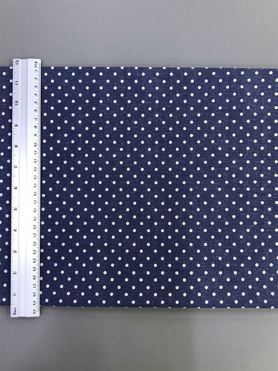 Ткань Лен, 140 г/м², 5 м x 150 см, цвет: синий, принт горошек, TBY — картинка 5