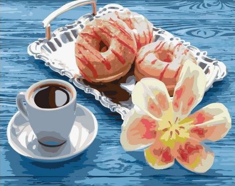 Картина по номерам «Кофе и пончики»