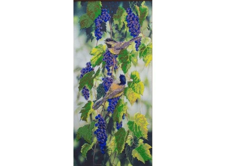 Набор вышивки бисером «Птицы на синем винограде»