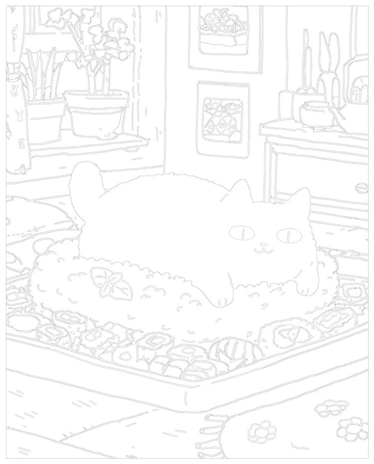 Картина по номерам Черный кот в комнате готовит суши — картинка 3