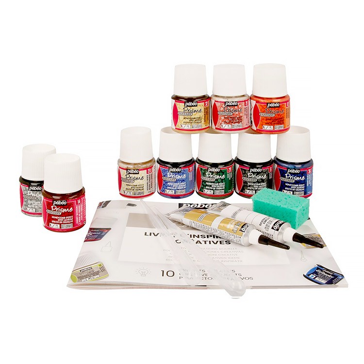 Набор красок Pebeo Fantasy Prisme «Коллекция» с фактурным эффектом с аксессуарами, 10 цв. — картинка 11