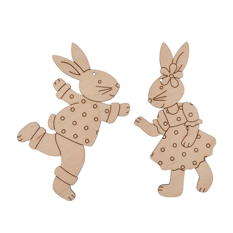 Набор «Танцующие кролики», 2 шт., фанера, 5,5х8,5-4,6х9 см, Mr. Carving