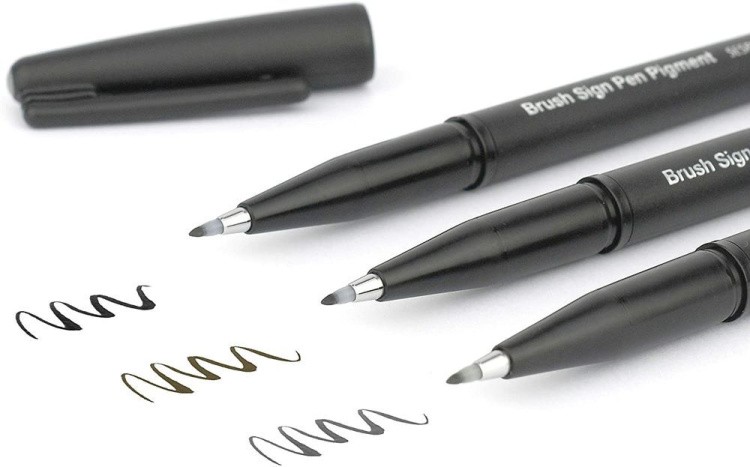 Фломастер-кисть Brush Sign Pen Pigment,1,1 - 2,2 мм, цвет: сепия, Pentel — картинка 4