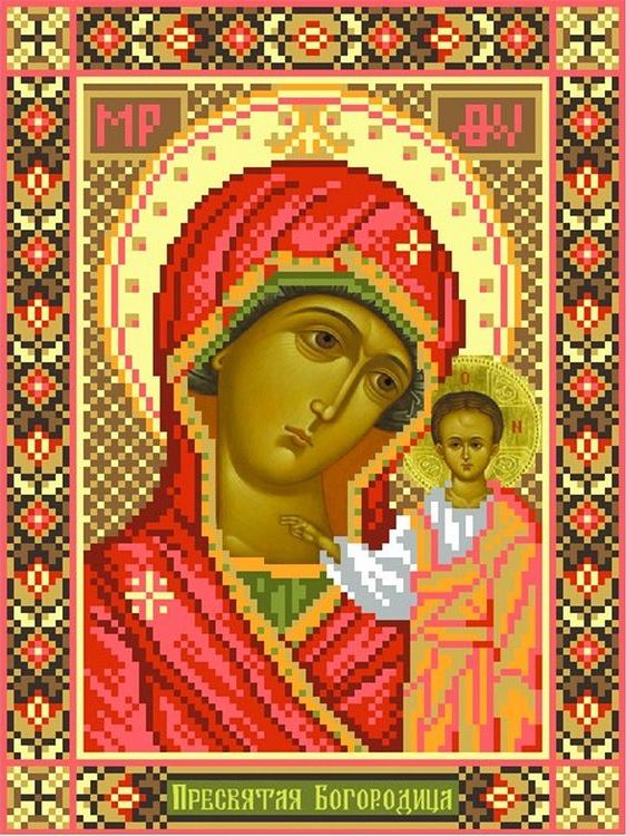 Рисунок на шелке «Богородица Казанская»