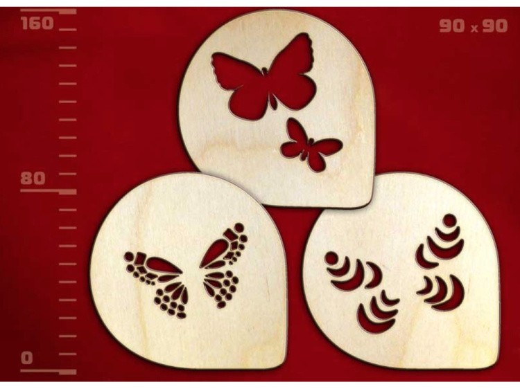 Деревянные заготовки для эбру - подставки под горячее Бабочки, Integra Art