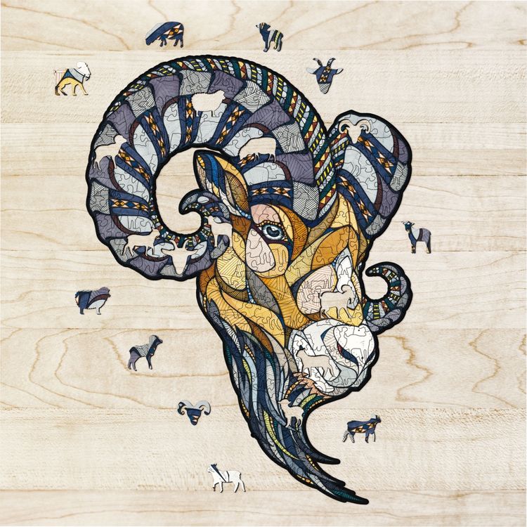 Деревянный, фигурный пазл EWA «Горный Баран L», 40x55 см — картинка 2