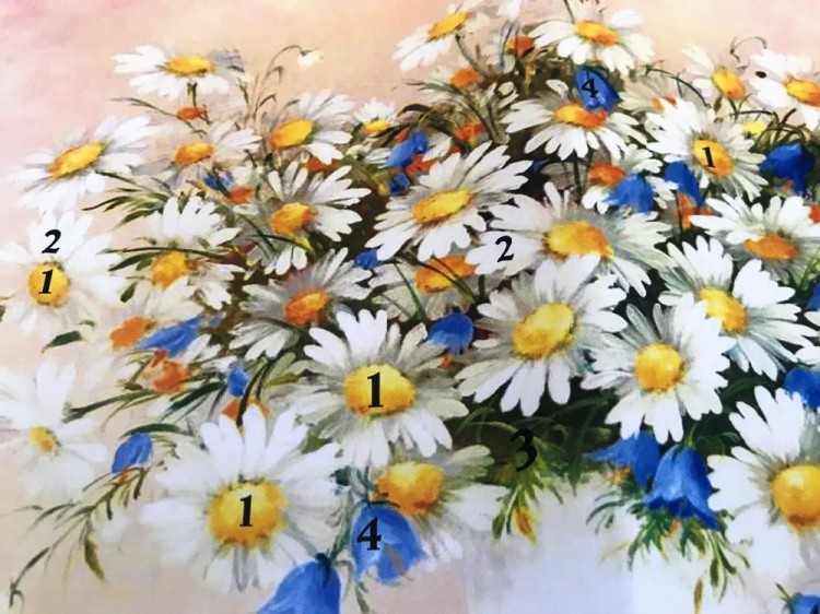 Вышивка лентами «Ромашки и колокольчики» — картинка 6