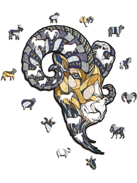 Деревянные фигурные пазлы «Горный Баран S», Eco Wood Art — картинка 2