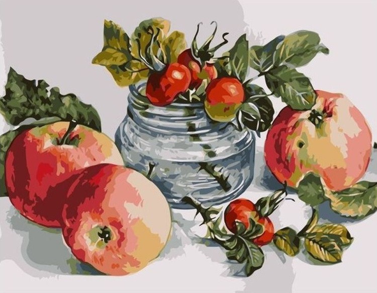 Картина по номерам «Яблоки и шиповник»