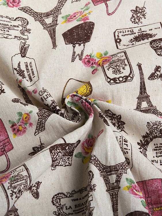 Ткань Лен, 140 г/м², 5 м x 150 см, цвет: белый, принт, TBY — картинка 2