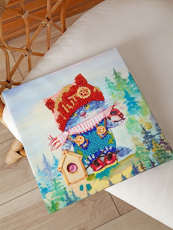 Картина на холсте из пайеток «Озорной котенок» — картинка 8